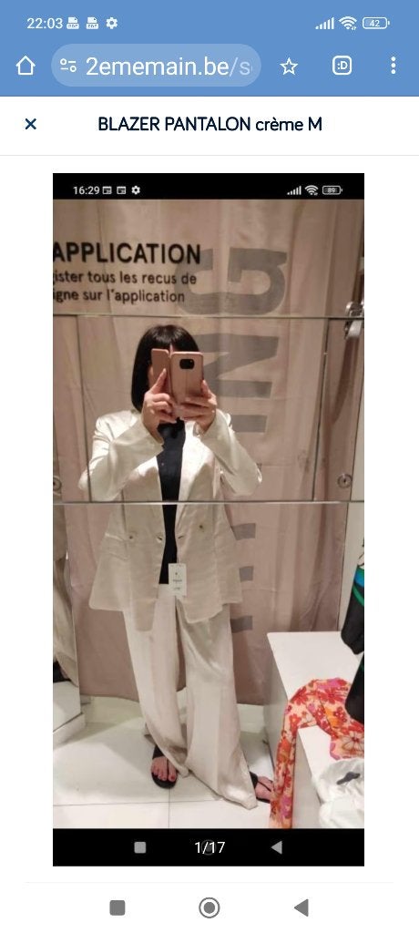 BERSHKA M beige BROEK BLAZER, Kostuum of Pak, Beige, Zo goed als nieuw, Bershka