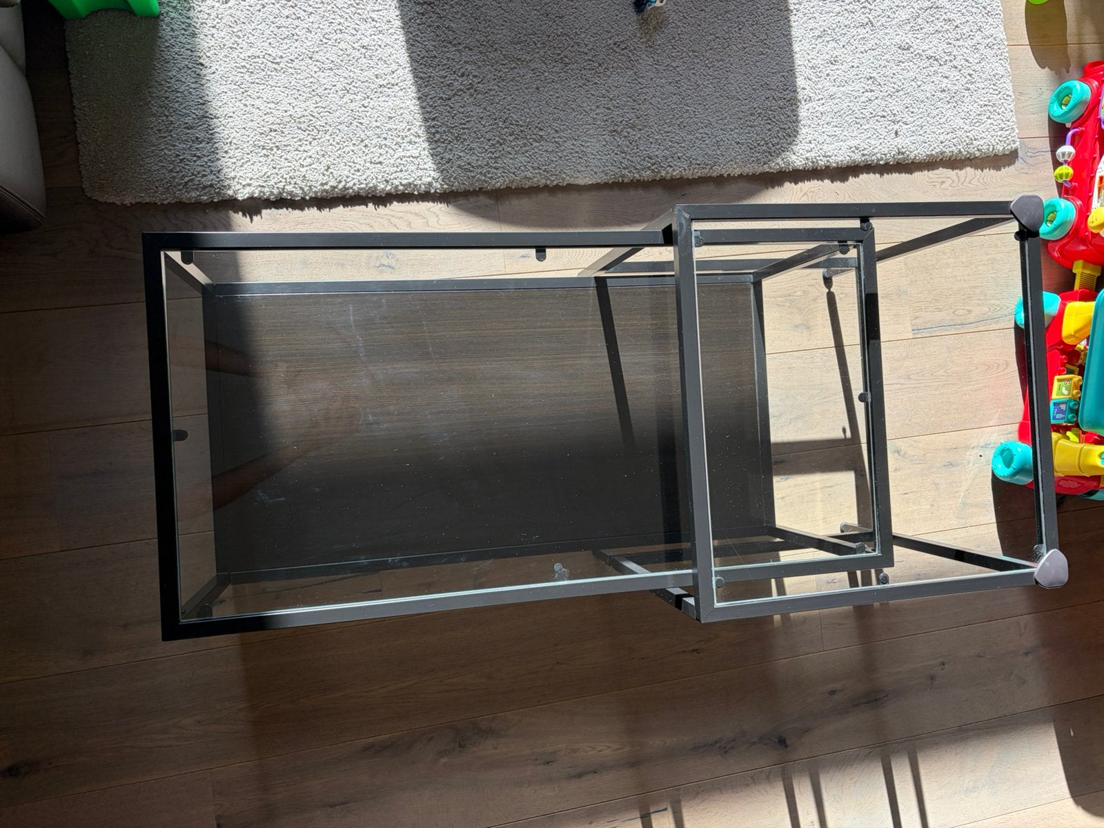 Vittsjö bijzettafels set van 2 - metaal en glas, 45 à 60 cm, Verre, Enlèvement, Utilisé