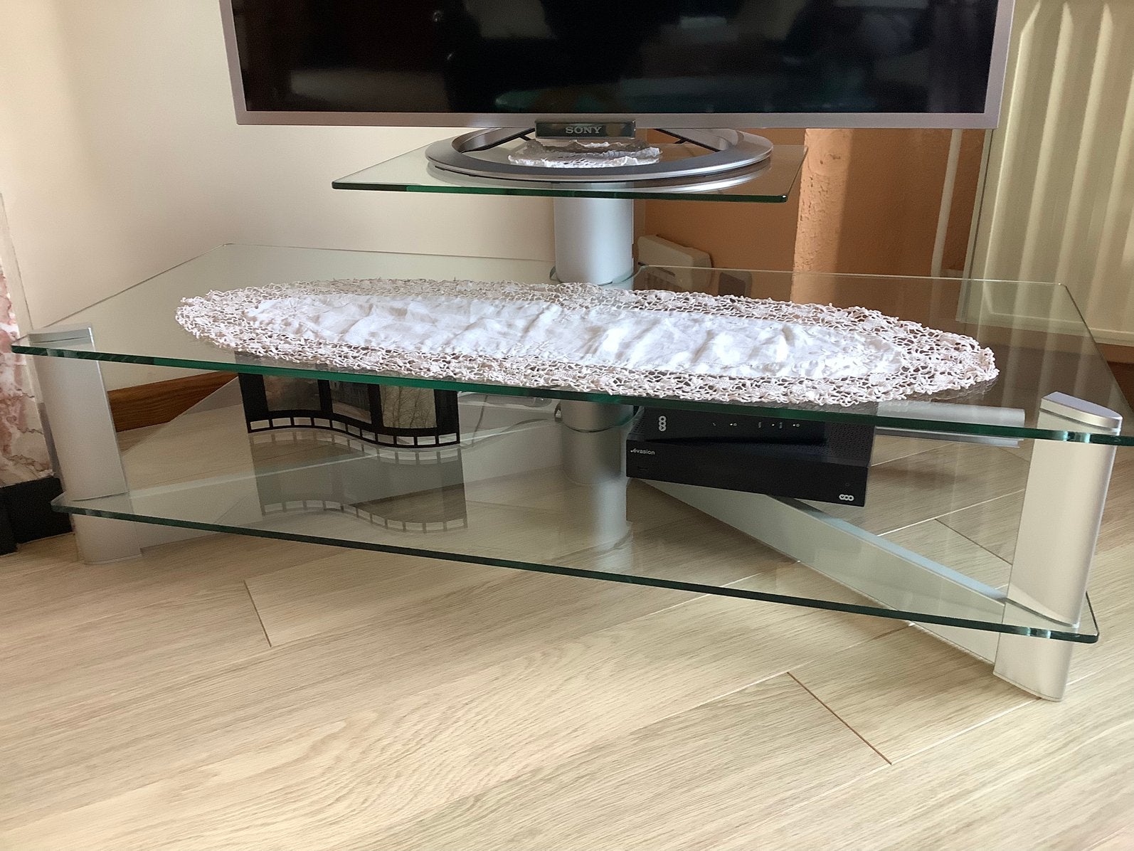 Meuble TV en verre, Maison & Meubles, 25 à 50 cm, Verre, Moins de 100 cm, Comme neuf