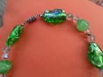 Vintage halsketting versierd met Murano-parels, Handtassen en Accessoires, Kettingen, Ophalen of Verzenden, Groen, Zilver