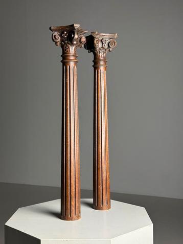 2x eiken zuil column decoratie antiek  beschikbaar voor biedingen