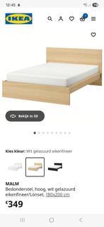 Malm bed 180 hoog eik, Huis en Inrichting, Ophalen, Tweepersoons, Zo goed als nieuw, 180 cm