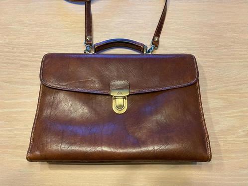 Tony Perotti aktentas cognac bruin met draagriem, Handtassen en Accessoires, Tassen | Schoudertassen, Gebruikt, Overige merken