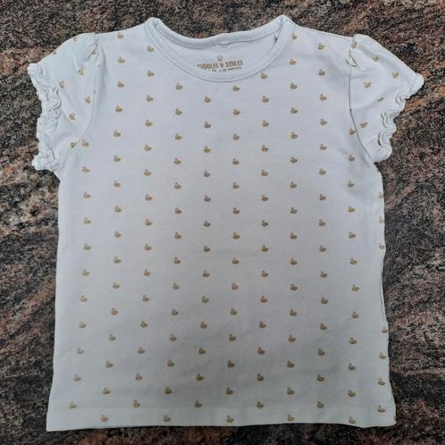 Mt 86 Witte T-shirt gouden zwanen cuddles and smiles, Kinderen en Baby's, Babykleding | Maat 86, Zo goed als nieuw, Meisje, Shirtje of Longsleeve