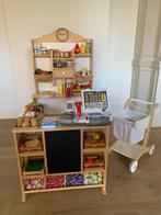 Houten speelgoed winkeltje + kassa + winkelkar + toebehoren, Kinderen en Baby's, Speelgoed | Houten speelgoed, Ophalen, Gebruikt