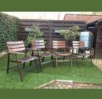 Vintage set van 4 terrasstoelen met armleuning, Utilisé, Enlèvement ou Envoi