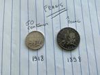 2 Zilveren  Franse 50 Centimes 1918 en 1898, Postzegels en Munten, Ophalen of Verzenden, Frankrijk, Zilver