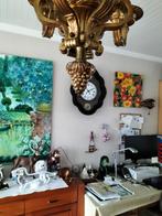 Antieke luchter in geel koper met 6 armen te koop., Huis en Inrichting, Ophalen