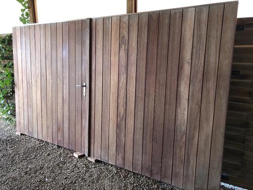 Tuinpoort in Padouk, Tuin en Terras, Tuinpoorten, Zo goed als nieuw, Draaipoort, Hout, 150 tot 200 cm, 200 cm of meer, Ophalen