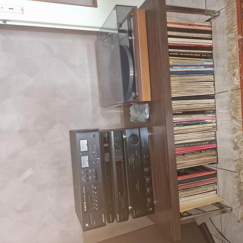 Volledig Vintage Hi-Fi Stereosysteem + Platenspeler + 125 LP, Audio, Tv en Foto, Platenspelers, Zo goed als nieuw, Platenspeler