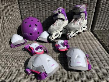 Inline skates meisje maat 35 - 38, met bescherming en helm