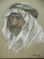 Pierre THEUNIS 1932 portret van Arabier tulband Orientalisme, Ophalen of Verzenden