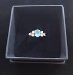 Bague en or 14 carats sertie d'aigue-marine et de 6 diamants, Bijoux, Sacs & Beauté, Bagues, Neuf, Plus petit que 17, Avec pierre précieuse