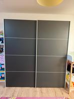 Armoire 2 portes coulissantes grise, Huis en Inrichting, Kasten | Kleerkasten, Ophalen of Verzenden, Zo goed als nieuw