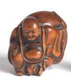 Netsuke Hotei vroeg 19e eeuw., Antiek en Kunst, Kunst | Niet-Westerse kunst, Ophalen of Verzenden