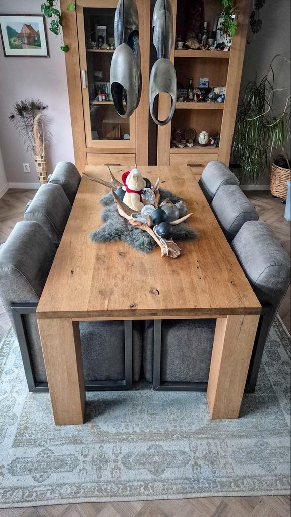 Gestoomd eiken  Eetkamer Tafel - 2.20m Lang, Huis en Inrichting, Tafels | Salontafels, Ophalen
