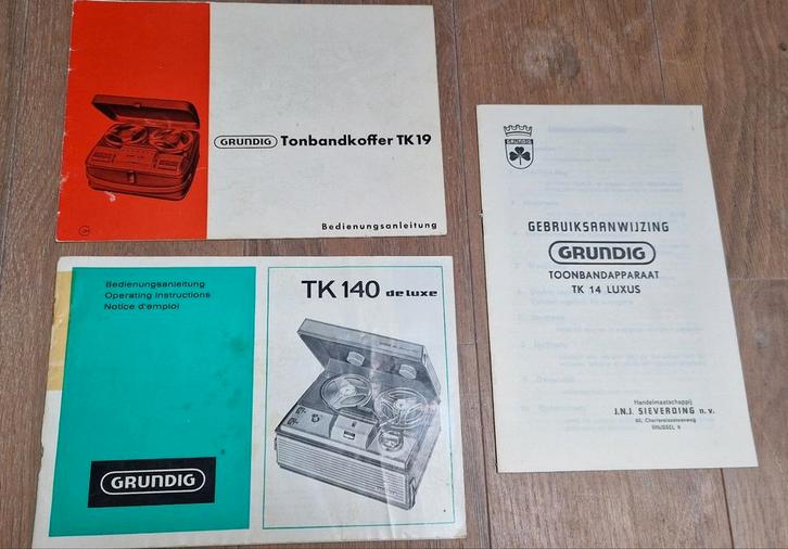 Grundig bandopnemers - Handleidingen TK 140, TK 14 & TK 19, Audio, Tv en Foto, Bandrecorder, Ophalen of Verzenden
