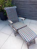 3 Teakhouten ligzetels met kussens, Tuin en Terras, Tuinstoelen, Ophalen, Zo goed als nieuw, Teakhout, Inklapbaar