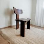 Retro massief houten brutalist stoel, Ophalen