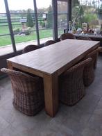Tafel  met stoelen, Huis en Inrichting, Tafels | Eettafels, Ophalen, Gebruikt, 200 cm of meer, Landelijk