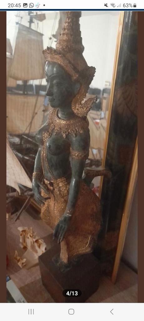 Prachtige Aziatische bronzen Balinese danseres naakt, Antiek en Kunst, Kunst | Designobjecten, Ophalen