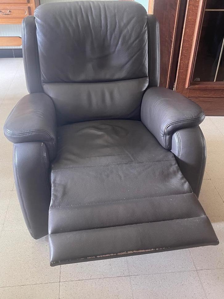 Lederen relax zetel, Huis en Inrichting, Zetels | Zetels, Gebruikt, Eenpersoons, Minder dan 150 cm, Minder dan 75 cm, Leer, Ophalen