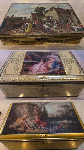 3 decoratieve vintage blikken dozen beschikbaar voor biedingen