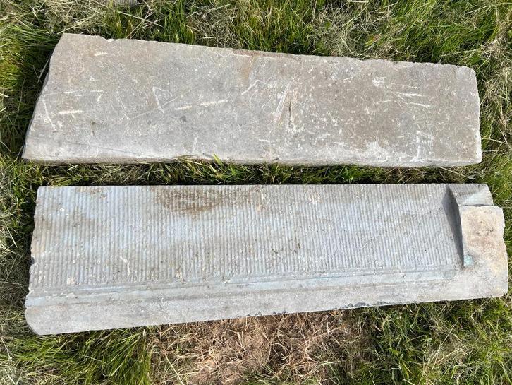 2 drempels in blauwe steen, Doe-het-zelf en Bouw, Tegels, Gebruikt, Overige typen, Hardsteen, Ophalen
