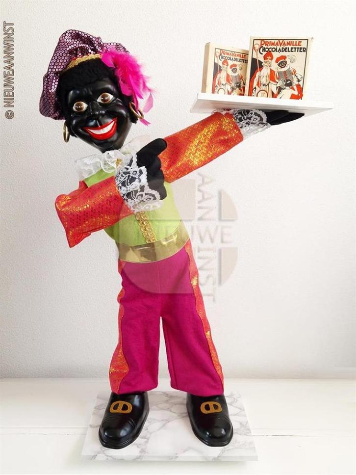 Vintage mechanisch draaiende etalage zwarte piet pop - 70 cm, Diversen, Sinterklaas, Zo goed als nieuw, Verzenden