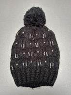 New zwarte muts met pompon en strass steentjes, Sans marque, Ophalen of Verzenden, Nieuw, Muts