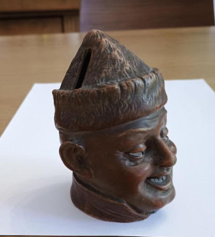 spaarpot, tirelire à casser, terra cotta, mongoolse krijger, Verzamelen, Spaarpotten, Ophalen of Verzenden