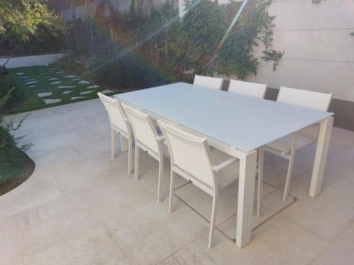 Tuinset - Terrastafel + 6 stoelen, Tuin en Terras, Tuintafels, Zo goed als nieuw, Rechthoekig, Ophalen of Verzenden