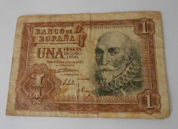 billet de banque - Espagne - 1 peseta 1953 