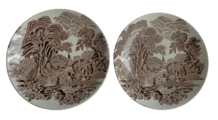 Enoch Wedgwood Woodland 2x petit four borden 10,8cm, Huis en Inrichting, Keuken | Servies, Zo goed als nieuw, Bord(en), Wedgwood