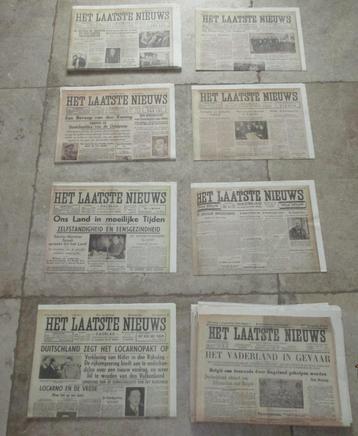 Oude kranten "Het Laatste Nieuws" - jaren 1914,1930,1933,... disponible aux enchères