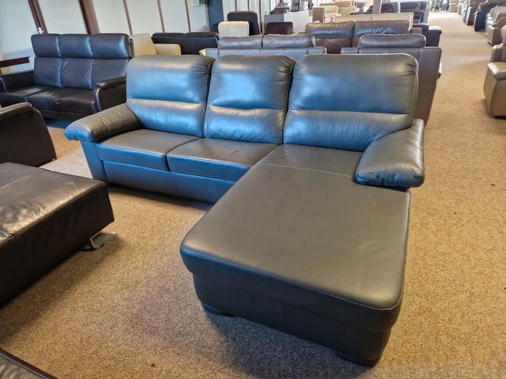 GRIJZE BUFFELLEDEREN HOEKSALON AFM 270 X 175, Maison & Meubles, Chaises, Comme neuf, Cuir, Enlèvement