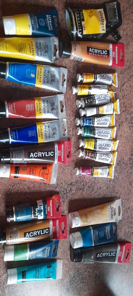 25 tubes acryl, verschillende merken, Hobby en Vrije tijd, Schilderen, Ophalen of Verzenden