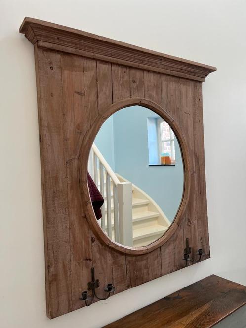 Te koop: Houten spiegel met kaarshouders, Huis en Inrichting, Woonaccessoires | Spiegels, Zo goed als nieuw, 100 tot 125 cm, 100 tot 150 cm