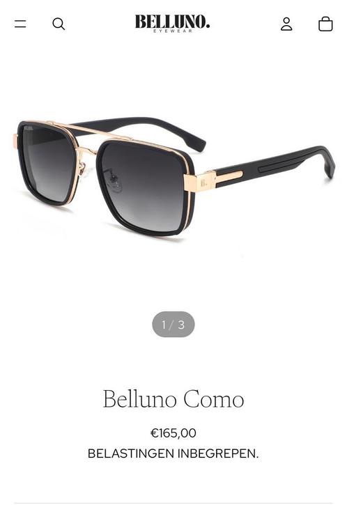 Belluno Como Heren zonnebril, Handtassen en Accessoires, Zonnebrillen en Brillen | Heren, Nieuw, Zonnebril, Overige merken, Zwart