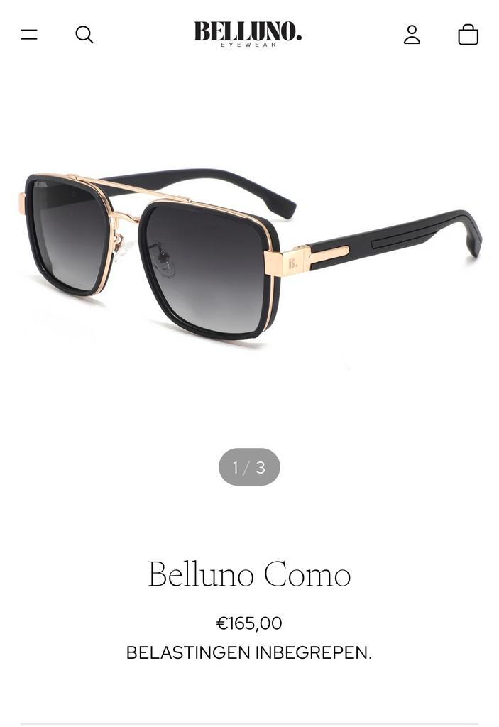 Belluno Como Heren zonnebril, Handtassen en Accessoires, Zonnebrillen en Brillen | Heren, Nieuw, Zonnebril, Overige merken, Zwart