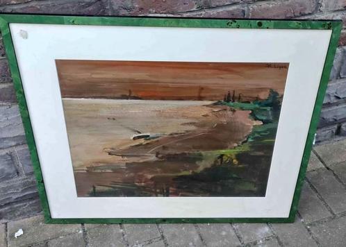 Gouache paysage signe robert lizen, Antiek en Kunst, Kunst | Schilderijen | Klassiek, Ophalen of Verzenden