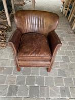 Vintage leren fauteuil, Huis en Inrichting, Fauteuils, Ophalen, Gebruikt, Stof