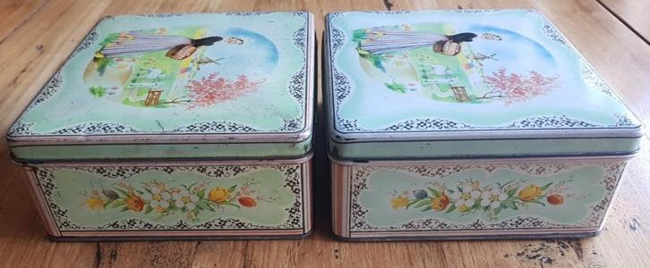 Nog 1 brocante blik, tulpen, narcissen, lammetjes, LENTE, Verzamelen, Blikken, Gebruikt, Overige, Overige merken, Ophalen of Verzenden
