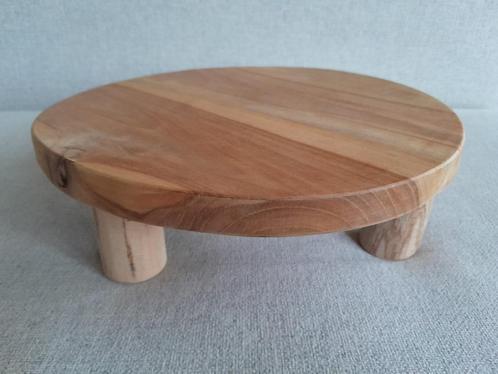 Decoratief plateau teak naturel 30x8cm (DxH), Tuin en Terras, Bloembakken en Plantenbakken, Zo goed als nieuw, Hout, Binnen, Rond