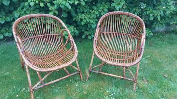 2 fauteuils en rotin Rohé Noordwolde - Années 50 - look bohè