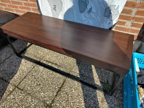 Industriële salontafel met houten blad en zwarte frame, Huis en Inrichting, Tafels | Salontafels, Ophalen