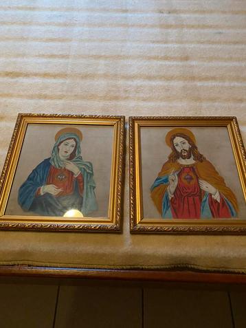 Schilderij - tekeningen jezus en maria beschikbaar voor biedingen