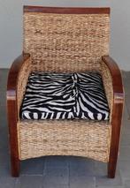 Fauteuil ossature bois et assise et dossier en corde tressée, Ophalen, Gebruikt, Minder dan 75 cm, Hout