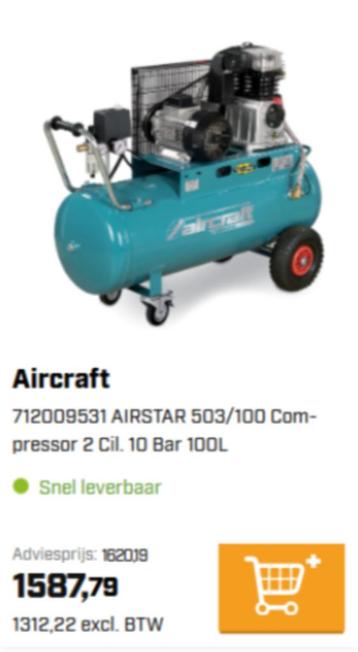 Aircraft Airstar 503/200 compressor, Doe-het-zelf en Bouw, Overige Doe-Het-Zelf en Bouw, Ophalen, Zo goed als nieuw