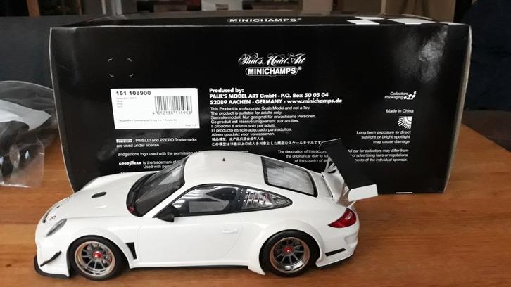 Minichamps 1/18 Porsche 911 997 GT3 R Wit, Hobby en Vrije tijd, Modelauto's | 1:18, Zo goed als nieuw, Auto, MiniChamps, Ophalen of Verzenden